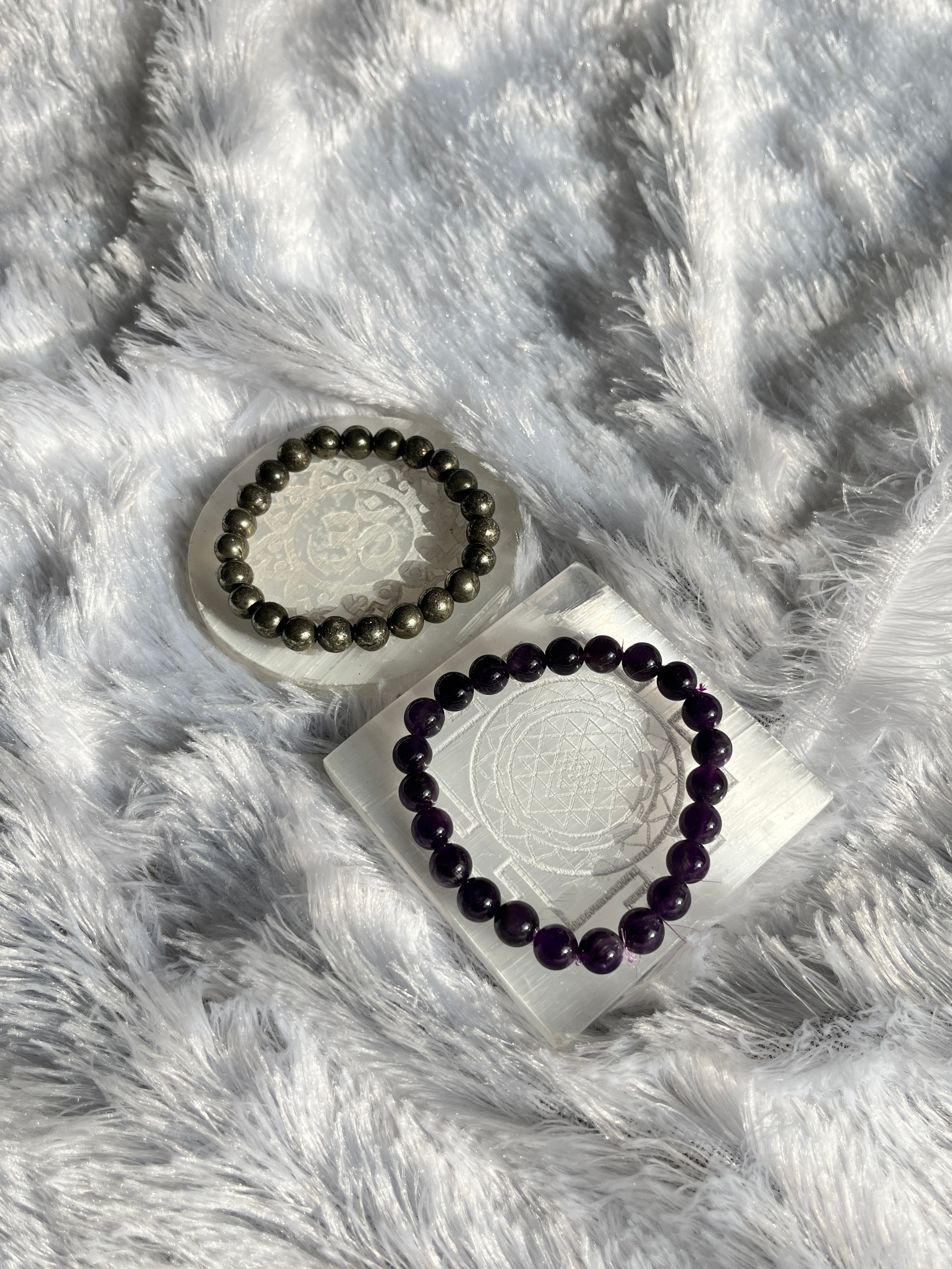 Raw Stone Pyrite and Pyrite Bracelet Combo