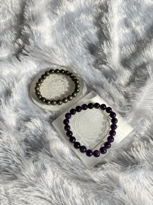 Raw Stone Pyrite and Pyrite Bracelet Combo