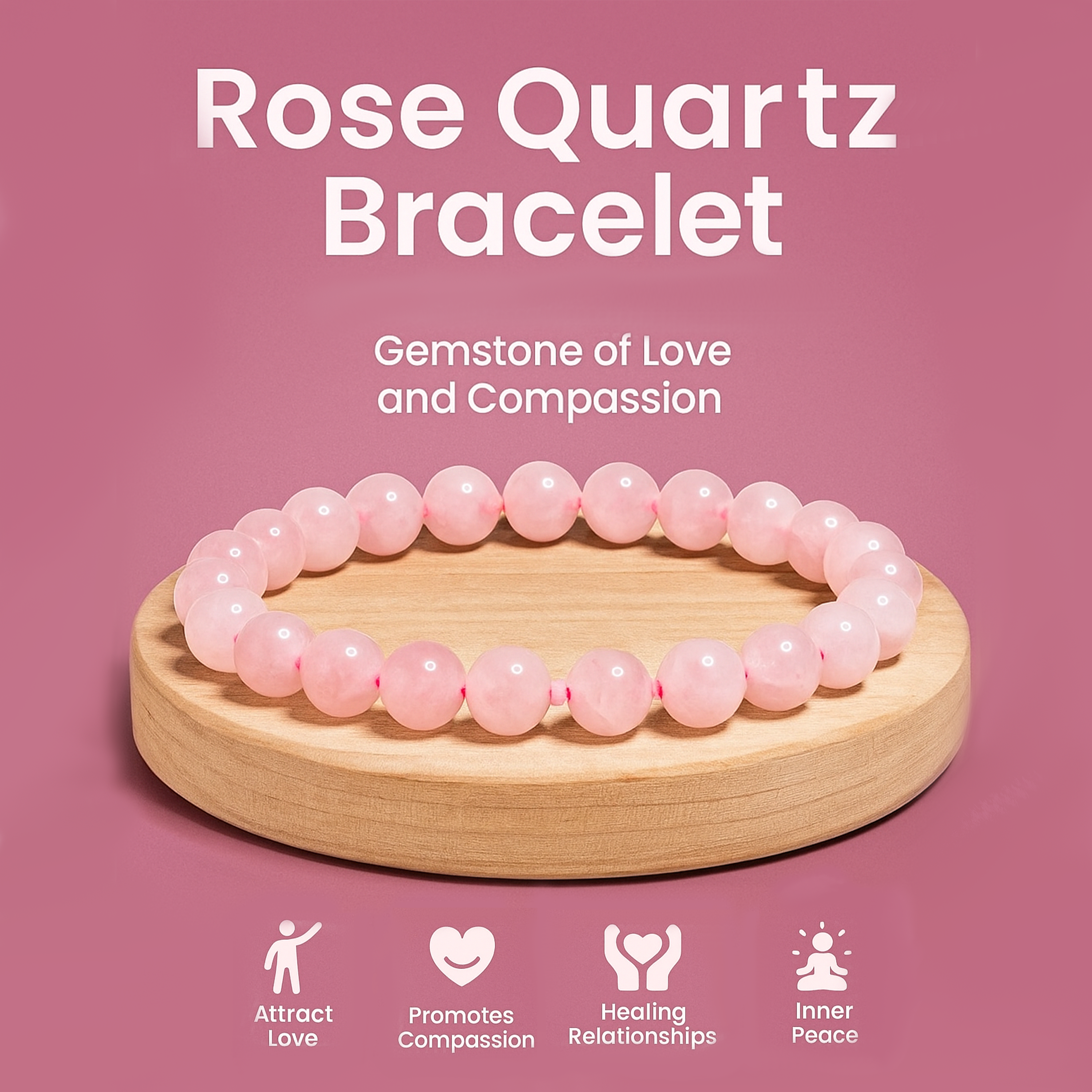 Rose Quartz Crystal Bracelet fpr Self-love & Love attraction